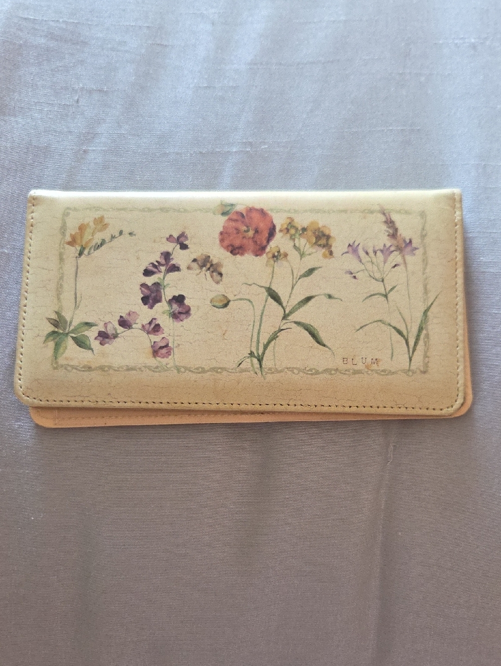 Floral Print Beige Women's Long Wallet